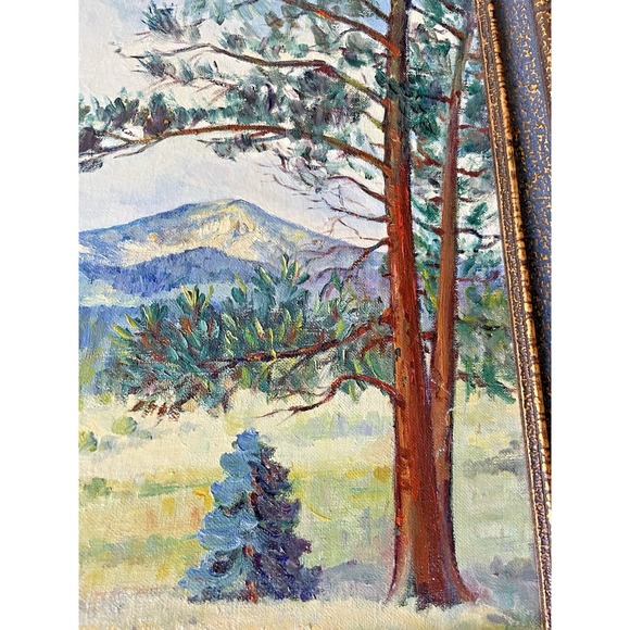 Vintage Mountains Wooded Landscape Oil Painting Framed 12"x16" Signed - Picture 3 of 12